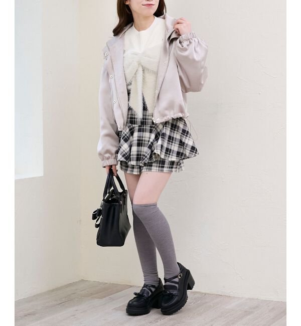  「サテンショートフードブルゾン」|ブルゾン・スタジャン|