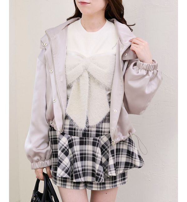  「サテンショートフードブルゾン」|ブルゾン・スタジャン|ｸﾞﾚｰｼﾞｭ