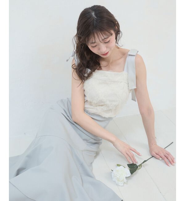  「肩リボンバイカラーマーメイドワンピ」|ワンピース|