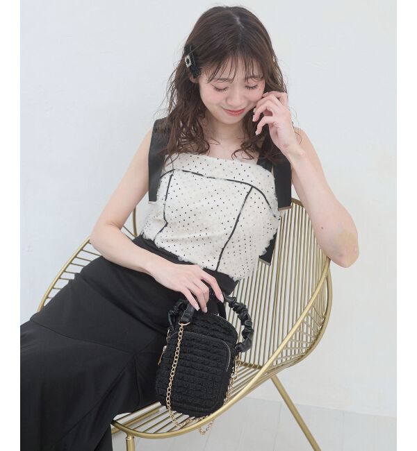  「肩リボンバイカラーマーメイドワンピ」|ワンピース|