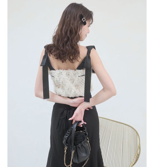  「肩リボンバイカラーマーメイドワンピ」|ワンピース|