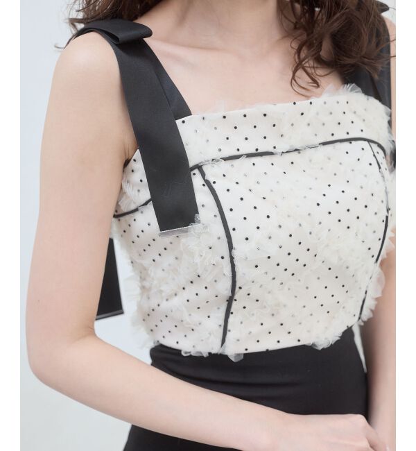  「肩リボンバイカラーマーメイドワンピ」|ワンピース|