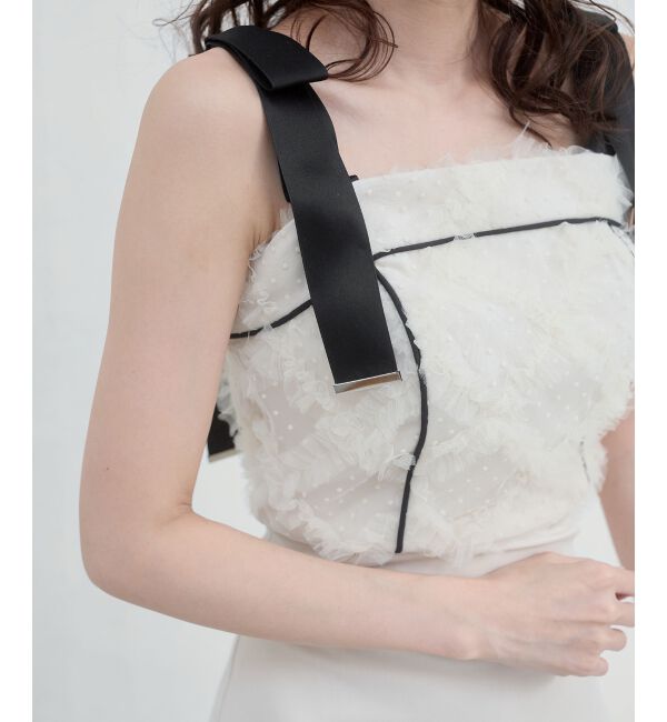  「肩リボンバイカラーマーメイドワンピ」|ワンピース|