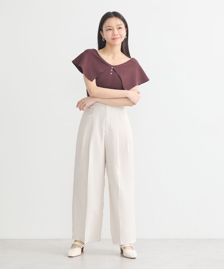 earth music&ecology「ビッグカラーノースリニットトップス」|ニット・セーター|