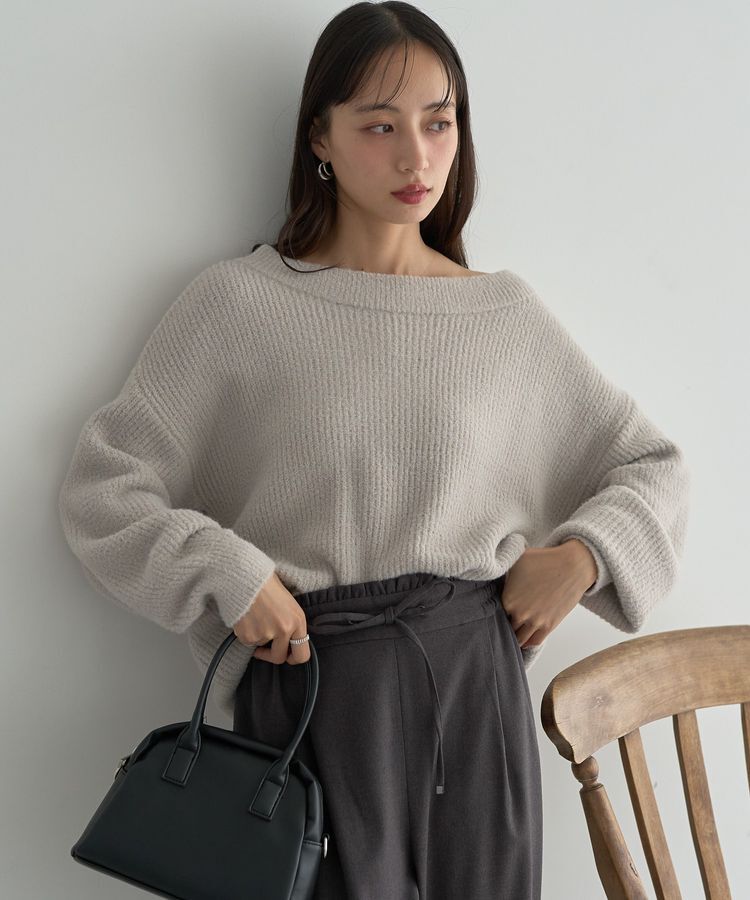 earth music&ecology「パウダーシャギー畦プルオーバー」|ニット・セーター|Light Gray