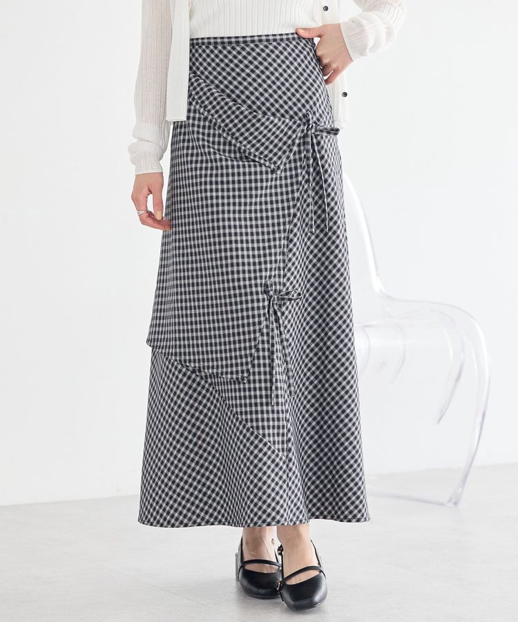 earth music&ecology「ランダムキリカエラップスカート」|スカート|チェックブラック
