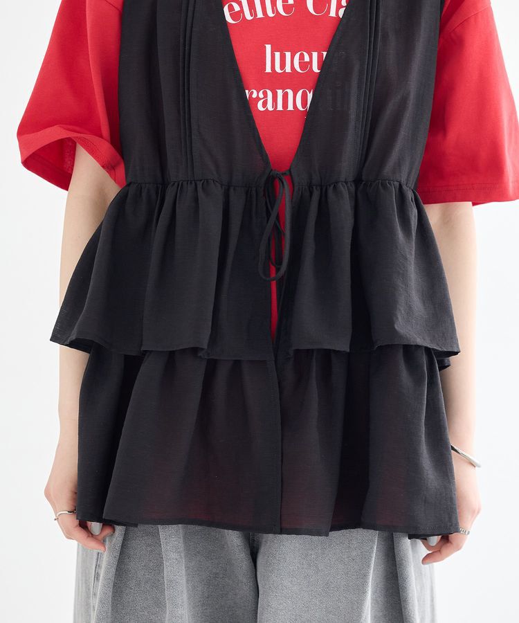 earth music&ecology「フリルティアードベスト」|ベスト・ジレ|