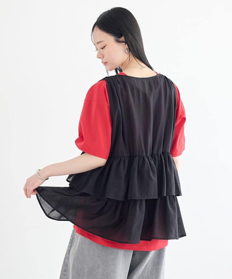 earth music&ecology「フリルティアードベスト」|ベスト・ジレ|