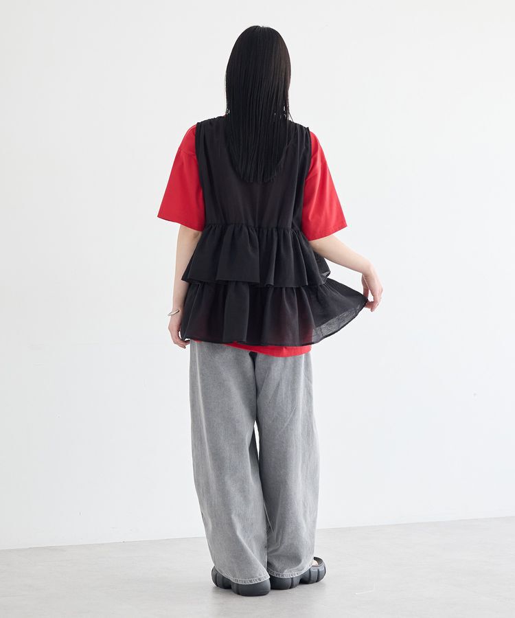 earth music&ecology「フリルティアードベスト」|ベスト・ジレ|