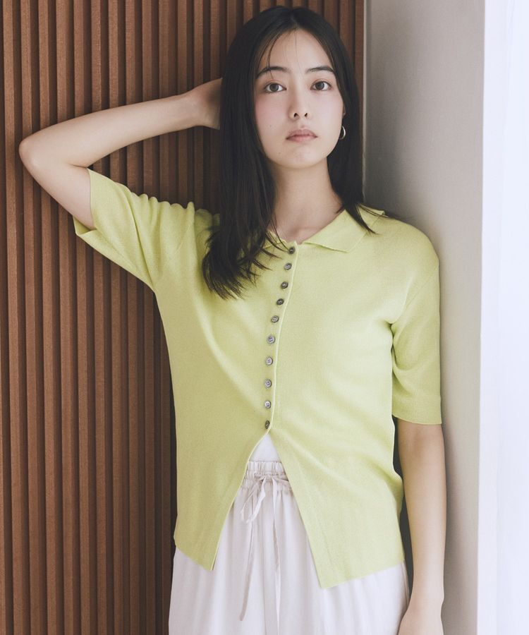 earth music&ecology「前後2WAYポロニット」|ニット・セーター|Light Green