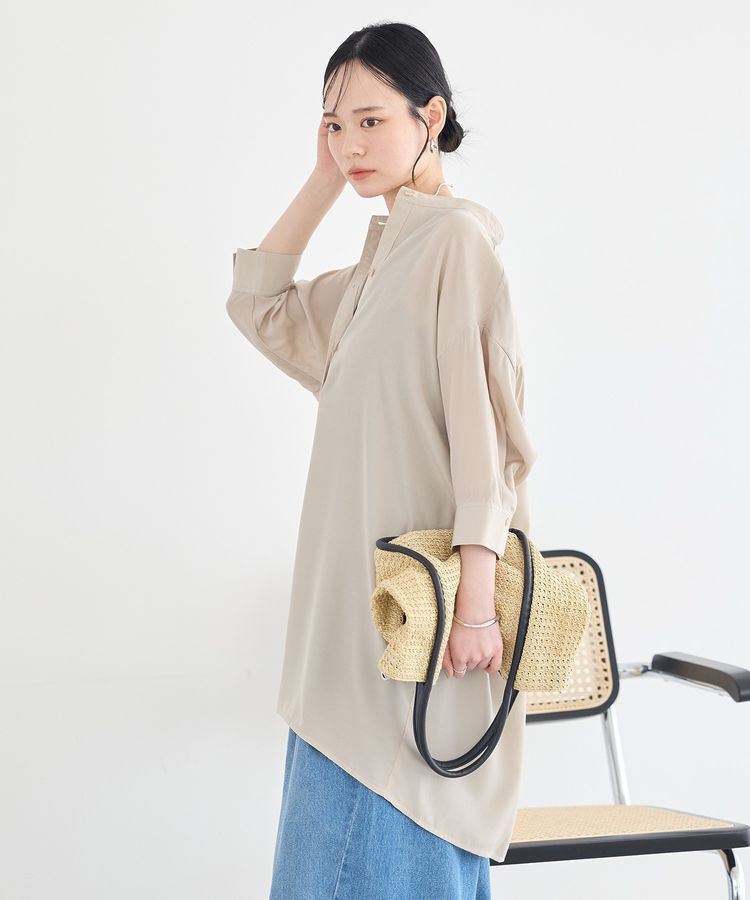 earth music&ecology「スタンドカラーオーバーチュニックシャツ」|シャツ・ブラウス|