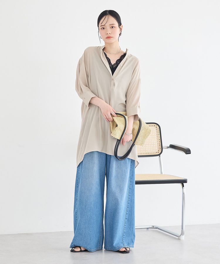 earth music&ecology「スタンドカラーオーバーチュニックシャツ」|シャツ・ブラウス|