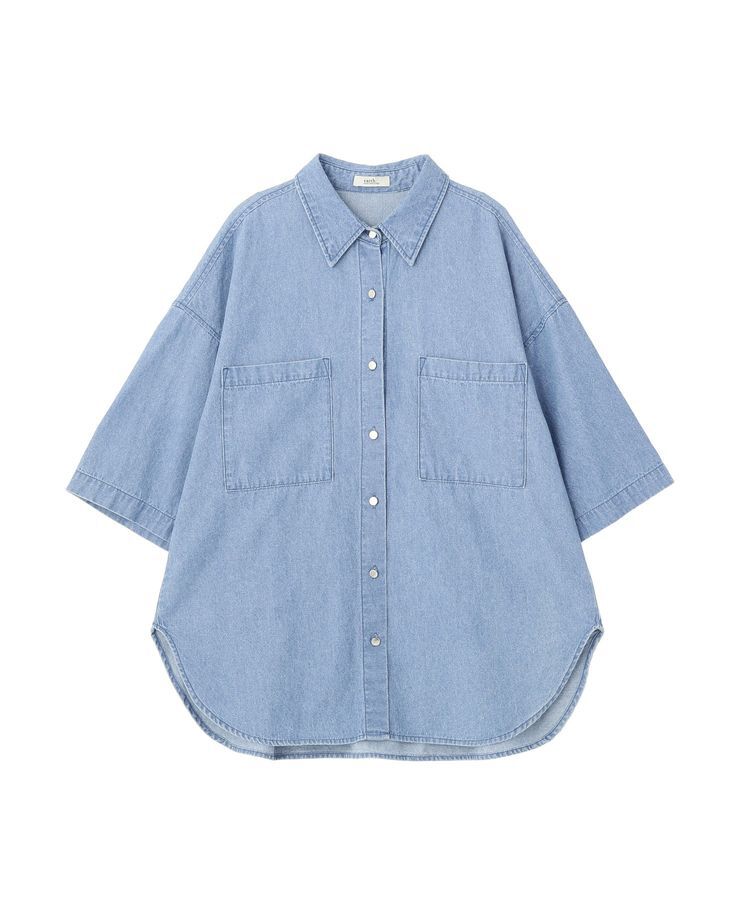 earth music&ecology「5分袖デニムシャツ」|シャツ・ブラウス|
