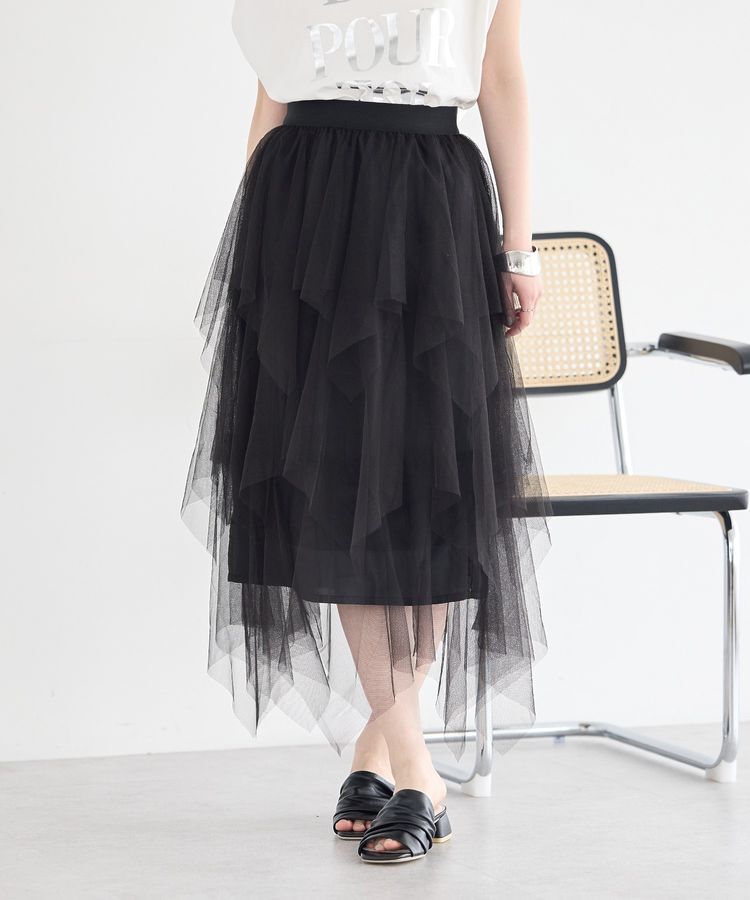 earth music&ecology「2wayレイヤードチュールスカート」|スカート|