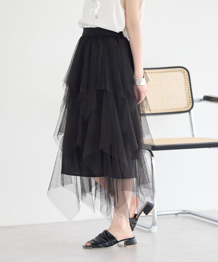 earth music&ecology「2wayレイヤードチュールスカート」|スカート|