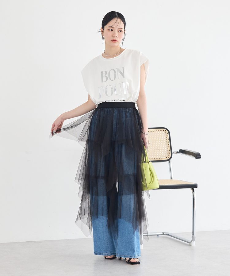 earth music&ecology「2wayレイヤードチュールスカート」|スカート|