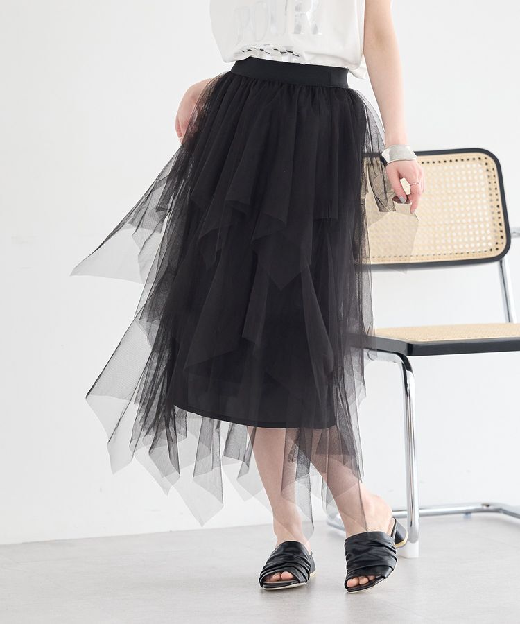 earth music&ecology「2wayレイヤードチュールスカート」|スカート|
