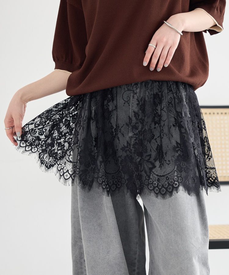 earth music&ecology「レースレイヤードスカート」|その他|Black