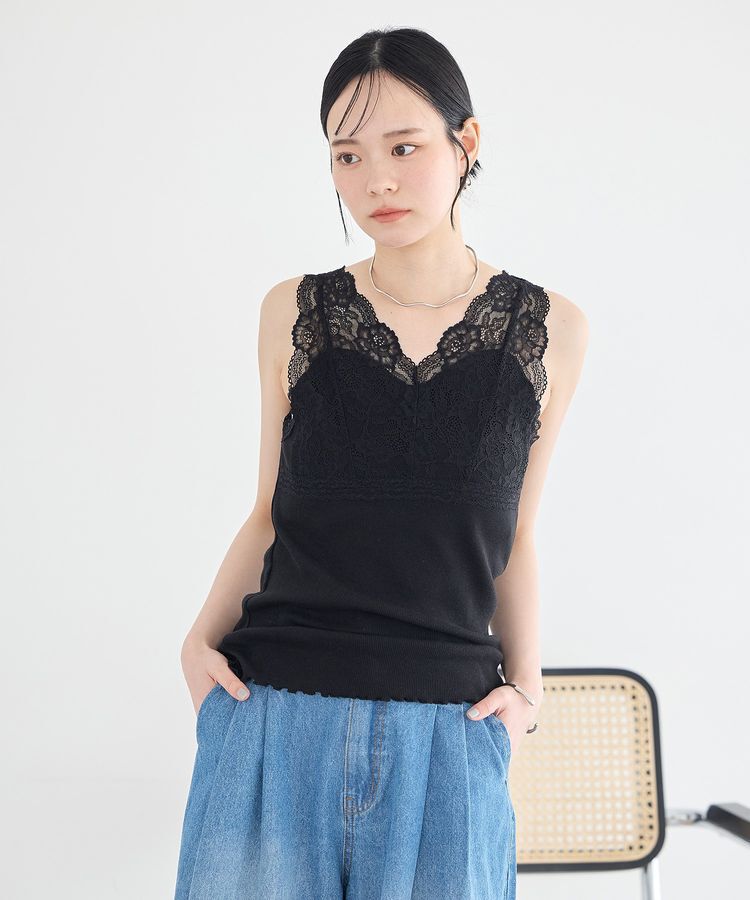 earth music&ecology「前後2WAYレースタンクトップ」|インナー|