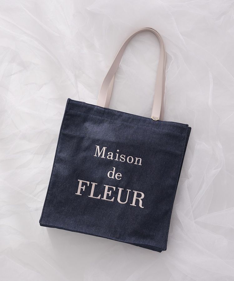 Maison de FLEUR「デニムブランドロゴスクエアトートバッグ」|トートバッグ|インディゴ