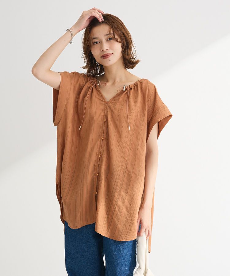 Green Parks「ドロストネックフレンチスリーブブラウス」|シャツ・ブラウス|