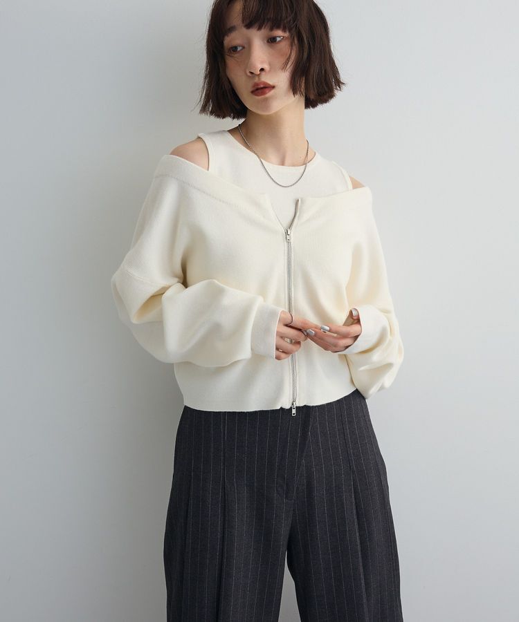 AnriettMusee「SET2点Zipニットカーディガン+アメスリタンク」|ニット・セーター|Ivory
