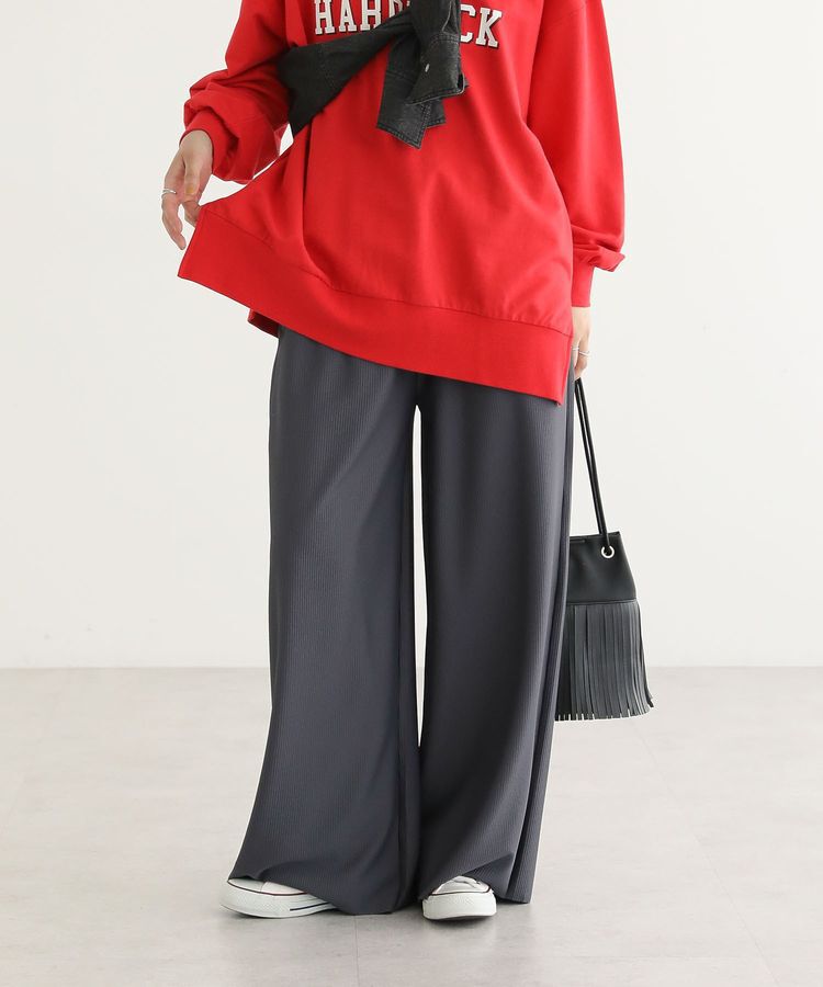 Green Parks「楽ちんプリーツワイドパンツ」|その他|Charcoal Gray