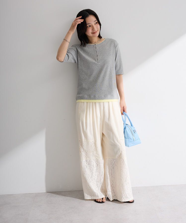 Green Parks「配色ヘンリーネック半袖プルオーバー」|Tシャツ・カットソー|