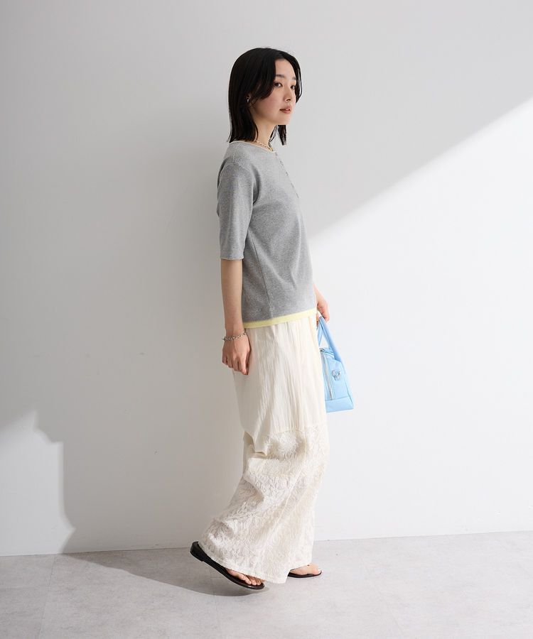 Green Parks「配色ヘンリーネック半袖プルオーバー」|Tシャツ・カットソー|