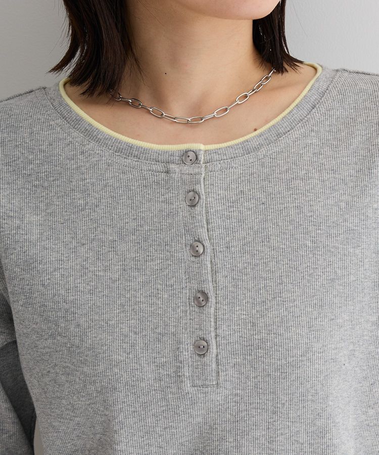 Green Parks「配色ヘンリーネック半袖プルオーバー」|Tシャツ・カットソー|