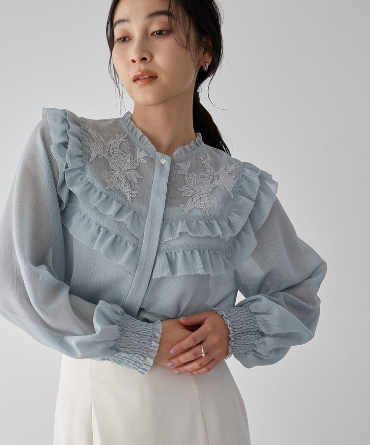 YECCA VECCA「ラッフルレースブラウス」|シャツ・ブラウス|