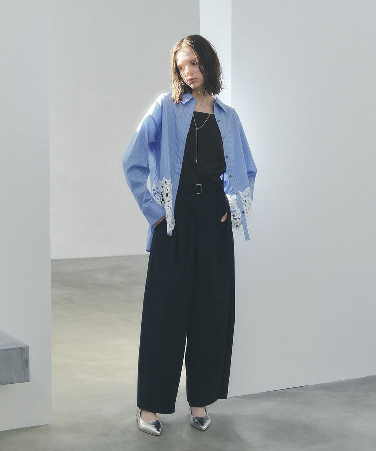 YECCA VECCA「レースヘムロングシャツ」|シャツ・ブラウス|