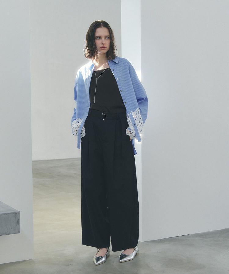 YECCA VECCA「レースヘムロングシャツ」|シャツ・ブラウス|