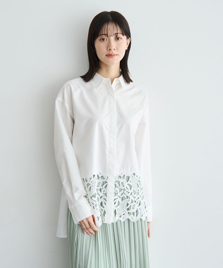 YECCA VECCA「レースヘムロングシャツ」|シャツ・ブラウス|