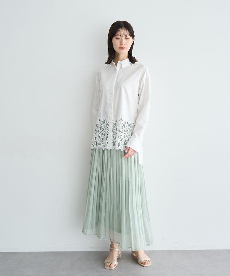YECCA VECCA「レースヘムロングシャツ」|シャツ・ブラウス|
