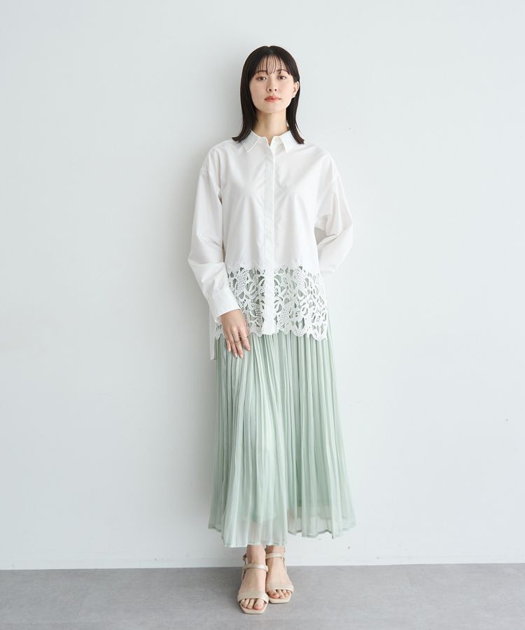 YECCA VECCA「レースヘムロングシャツ」|シャツ・ブラウス|