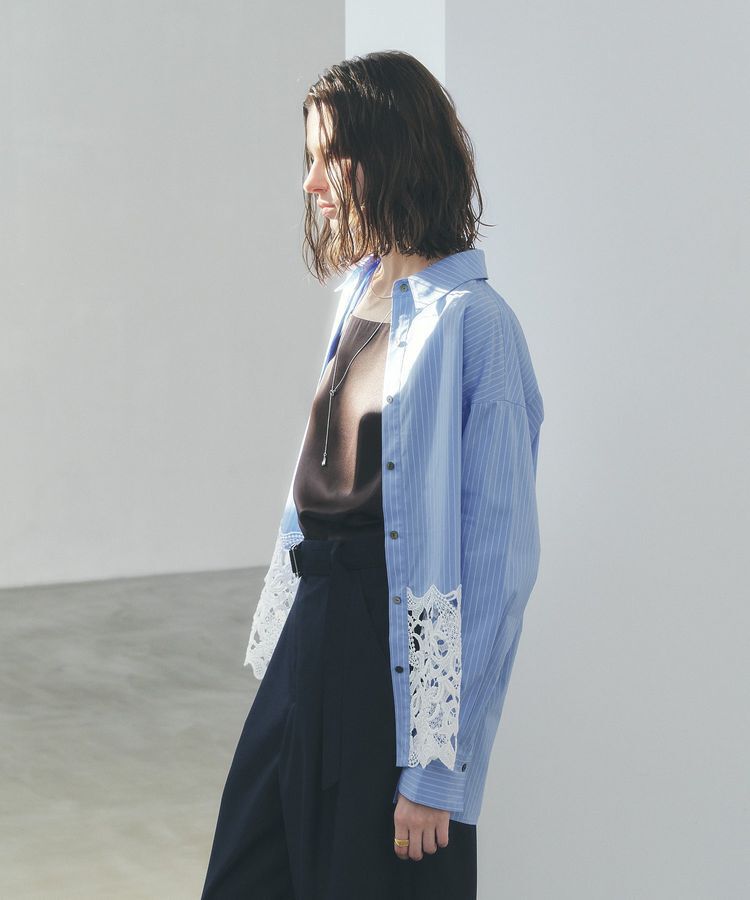 YECCA VECCA「レースヘムロングシャツ」|シャツ・ブラウス|