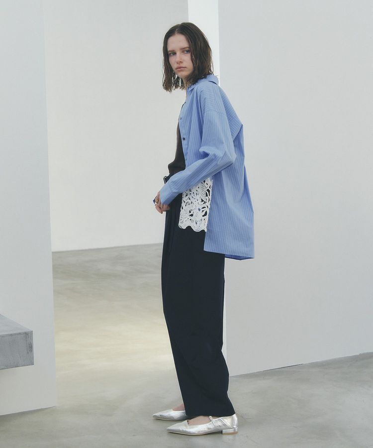 YECCA VECCA「レースヘムロングシャツ」|シャツ・ブラウス|