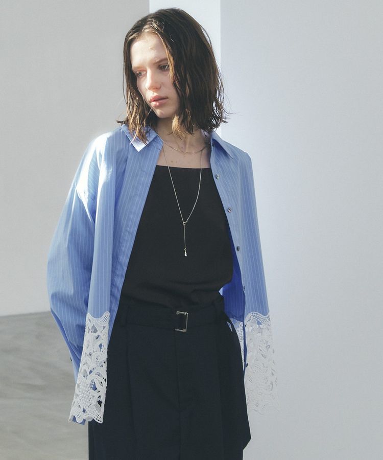 YECCA VECCA「レースヘムロングシャツ」|シャツ・ブラウス|