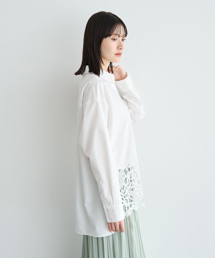 YECCA VECCA「レースヘムロングシャツ」|シャツ・ブラウス|