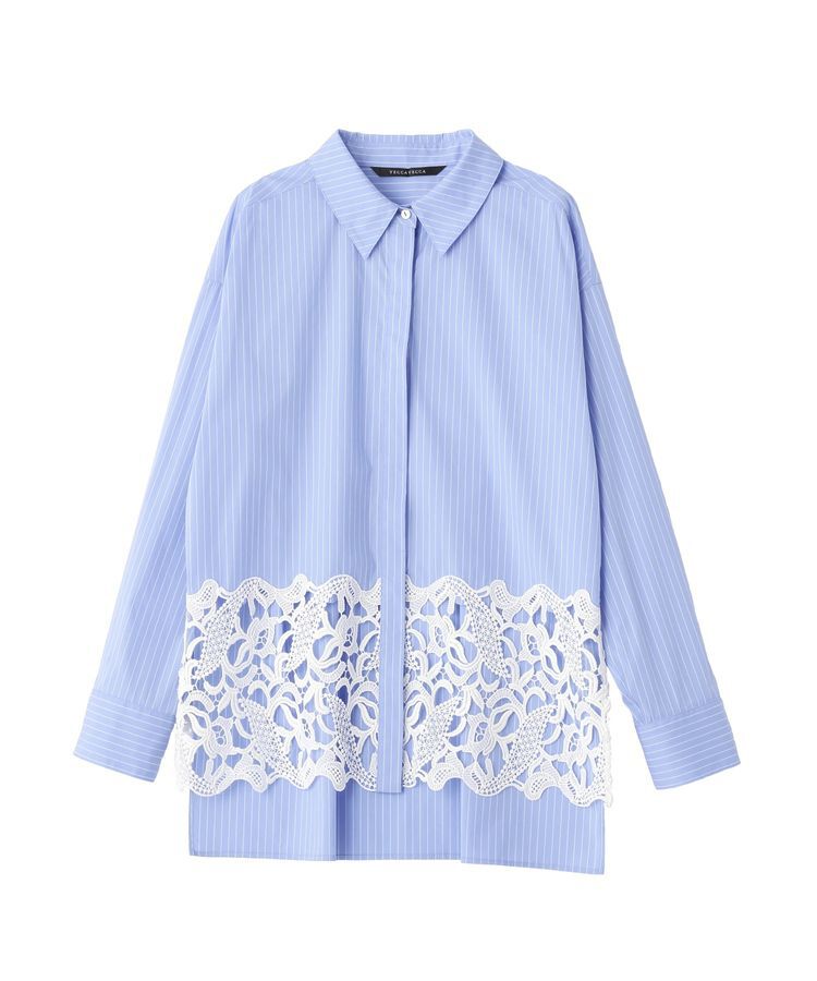 YECCA VECCA「レースヘムロングシャツ」|シャツ・ブラウス|