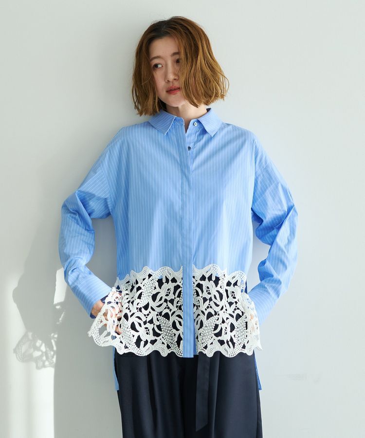 YECCA VECCA「レースヘムロングシャツ」|シャツ・ブラウス|