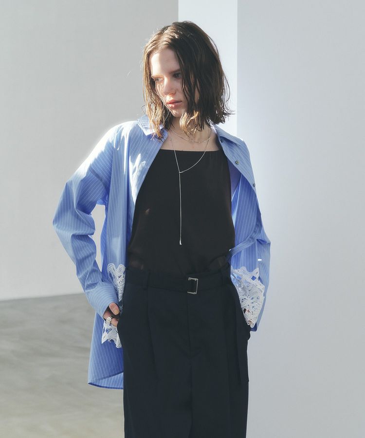 YECCA VECCA「レースヘムロングシャツ」|シャツ・ブラウス|