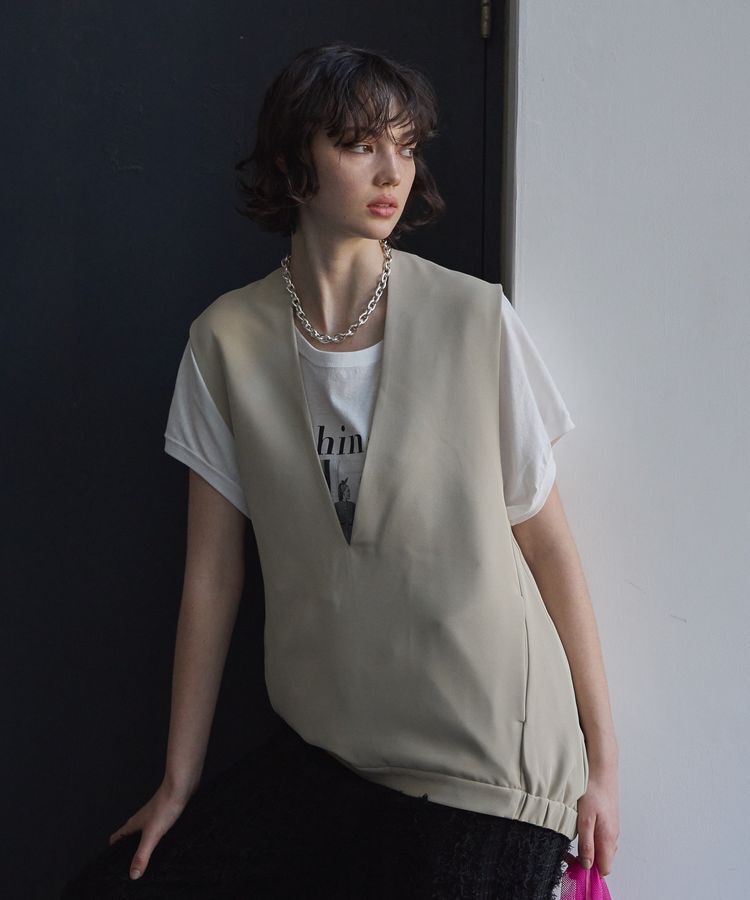 GARAGE OF GOOD CLOTHING「Vネックコクーンベスト」|ベスト・ジレ|Beige