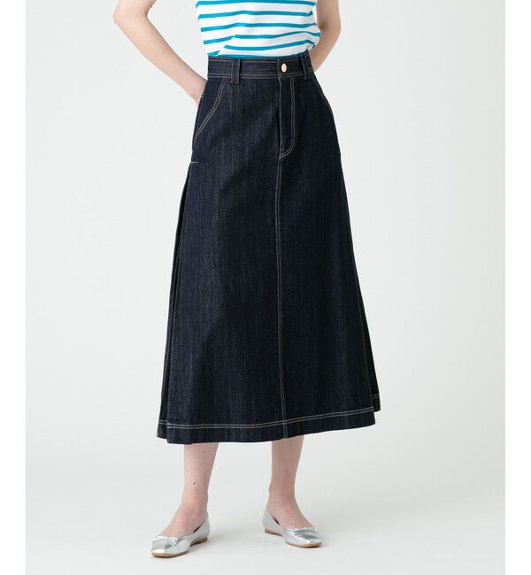 LOULOU WILLOUGHBY「【LOULOU WILLOUGHBY】サイドタックロングデニムスカート」|スカート|インディゴ