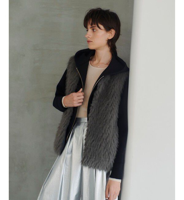 allureville「ジャガードフェイクファーコンビニットジレ」|ベスト・ジレ|