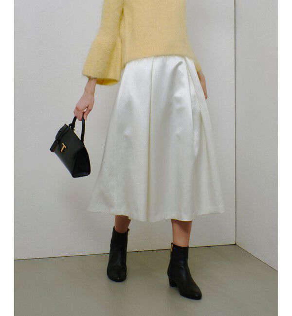 allureville「アセテートサテンボンディングスカート」|フレア|ホワイト