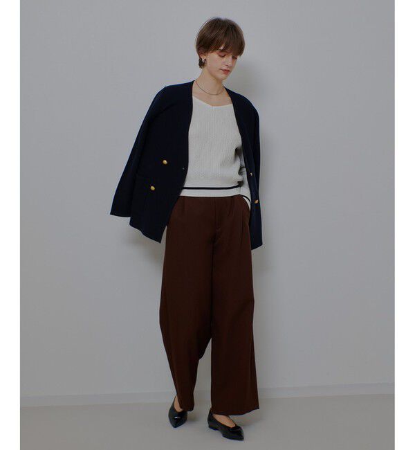 allureville「ガーターノーカラーニットジャケット」|カーディガン|