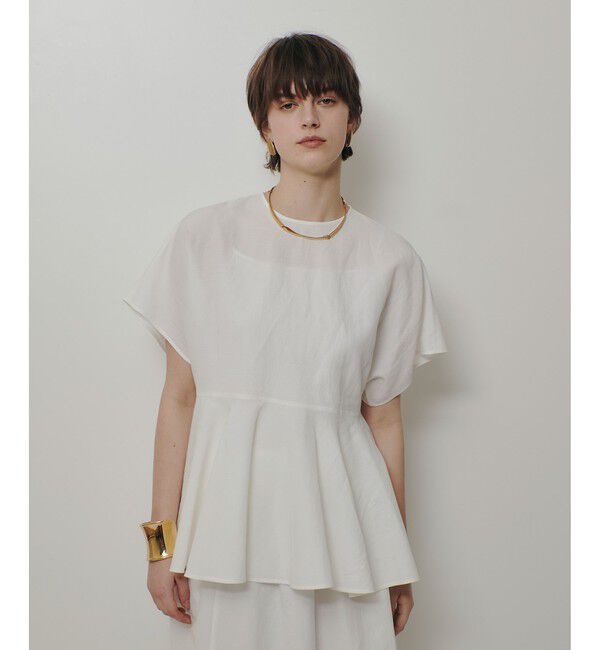 allureville「リネンラミーペプラムブラウス」|シャツ・ブラウス|オフホワイト