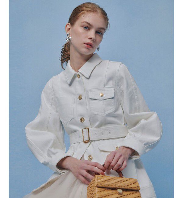 LOULOU WILLOUGHBY「【LOULOU WILLOUGHBY】カーブスリーブデニムジャケット」|デニムジャケット|オフホワイト